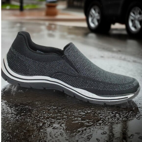 Skechers Expected Gomel Black Woven Mesh Air Cooled Extra Wide Sneaker, Size 9 - Picture 1 of 8